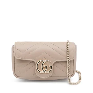 ANTIQUE ROSE LEATHER GG MARMONT MINI SHOULDER BAG