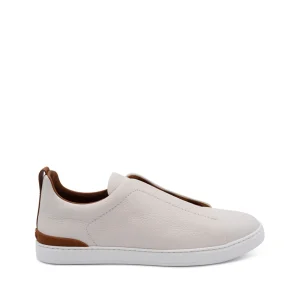 BEIGE AND BROWN LEATHER SNEAKERS