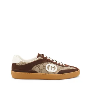 BEIGE AND BROWN LEATHER SNEAKERS