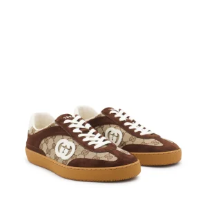 BEIGE AND BROWN LEATHER SNEAKERS