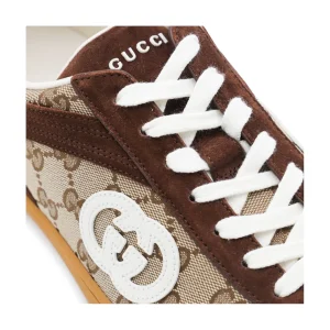 BEIGE AND BROWN LEATHER SNEAKERS