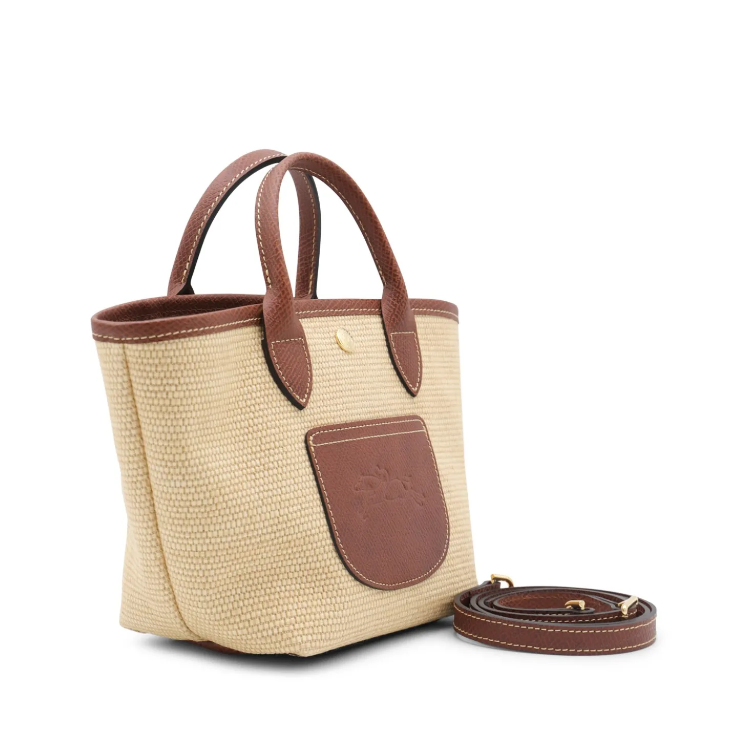 beige_and_brown_raffia_le_1.webp BEIGE AND BROWN RAFFIA LE PANIER PLIAGE XS TOTES