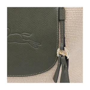 BEIGE AND GREEN RAFFIA LA PANIER PLIAGE L TOTES