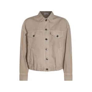 BEIGE COTTON DENIM JACKET