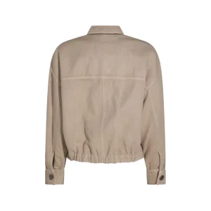 BEIGE COTTON DENIM JACKET