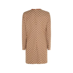 BEIGE COTTON MINI DRESS