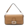 BEIGE LEATHER BAGUETTE SHOULDER BAG