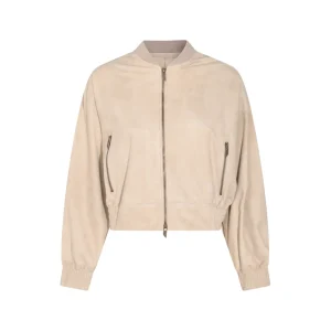 BEIGE LEATHER CASUAL JACKET
