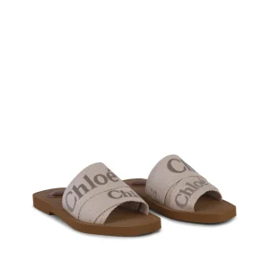 BEIHE BROWN CANVAS WOODY FLATS
