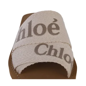 BEIHE BROWN CANVAS WOODY FLATS