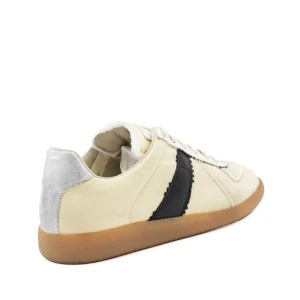 BLACK AND BEIGE LEATHER SNEAKERS