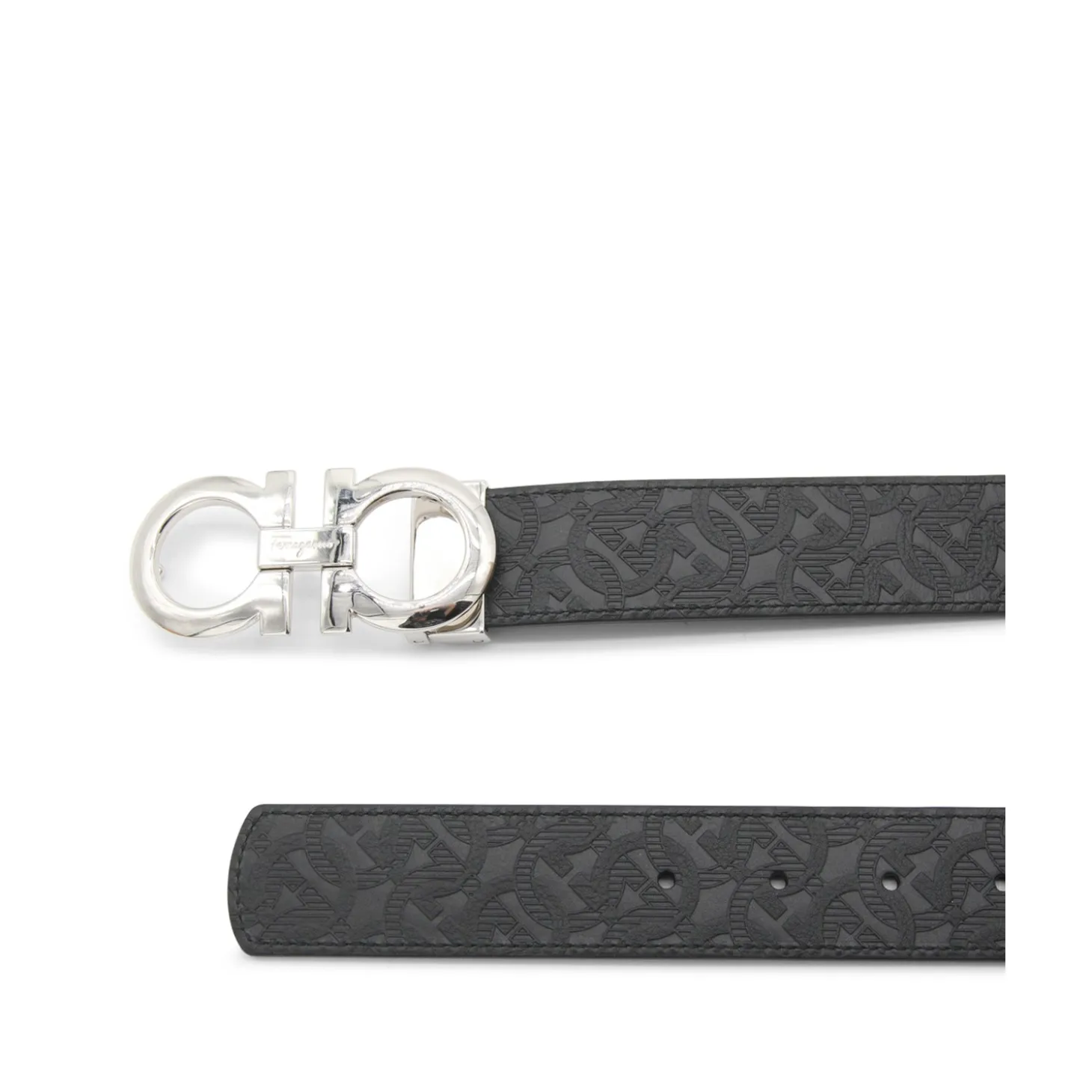 black_and_brown_leather_g_1.webp BLACK AND BROWN LEATHER GANCINI BELT