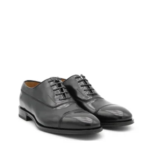 BLACK AND BROWN LEATHER LACE UP SHOES