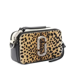 BLACK AND BROWN LEATHER SHOULDER BAG