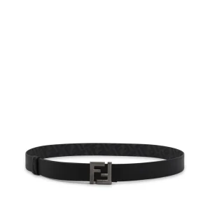 BLACK AND GREY LEATHER BELT