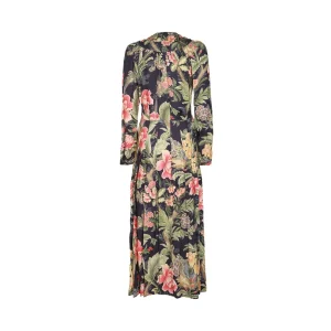BLACK AND MULTICOLOR VISCOSE DRESS