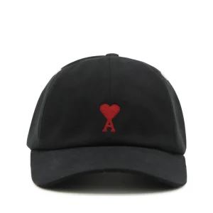 BLACK AND RED COTTON AMI DE COEUR BASEBALL CAP