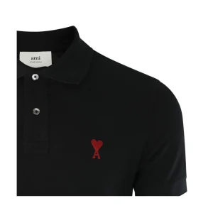 BLACK AND RED COTTON POLO SHIRT