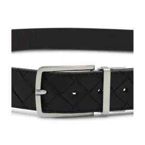 BLACK AND SILVER LEATHER BELT