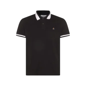 BLACK AND WHITE COTTON POLO SHIRT