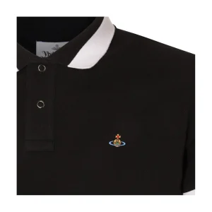 BLACK AND WHITE COTTON POLO SHIRT
