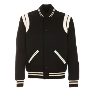 BLACK AND WHITE WOOL BLEND CASUAL JACKET