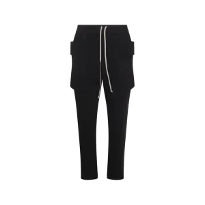 BLACK COTTON CREATCH CARGO PANTS