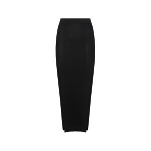 BLACK COTTON MIDI SKIRT