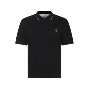 BLACK COTTON POLO SHIRT