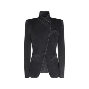 BLACK DENIM COTTON BLAZER