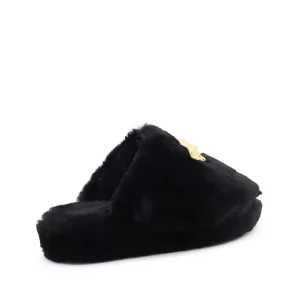 BLACK FAUX FUR MEDUSA HOME SLIPPERS