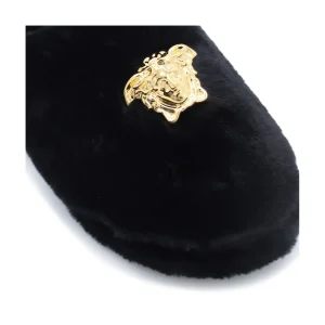 BLACK FAUX FUR MEDUSA HOME SLIPPERS