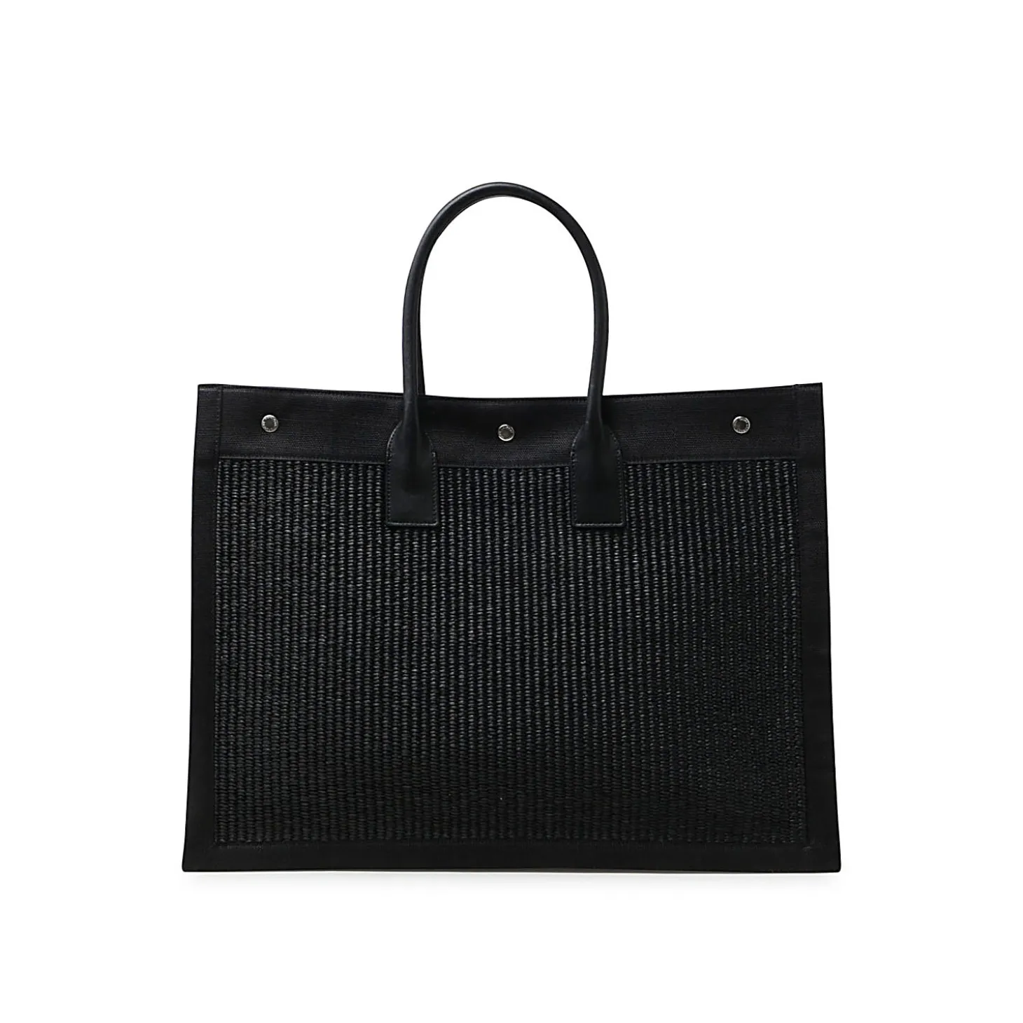 black_leather_and_canvas__1.webp BLACK LEATHER AND CANVAS RIVE GAUCHE TOTE BAG