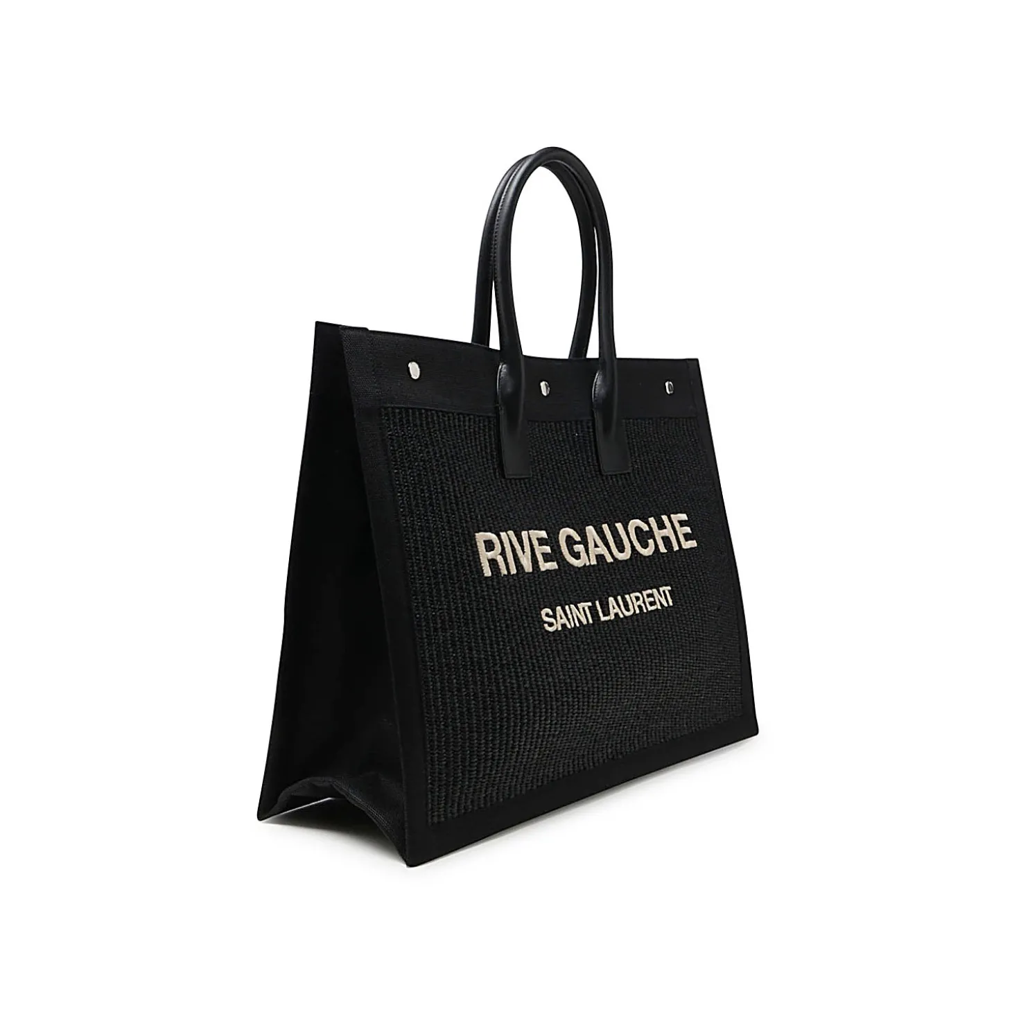 black_leather_and_canvas__2.webp BLACK LEATHER AND CANVAS RIVE GAUCHE TOTE BAG