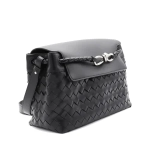 BLACK LEATHER CROSSBODY BAG