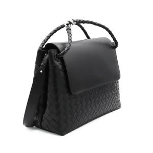 BLACK LEATHER CROSSBODY BAG
