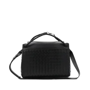 BLACK LEATHER CROSSBODY BAG