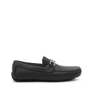 BLACK LEATHER DRIVER GANCINI LOAFERS