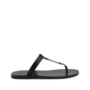 BLACK LEATHER FLAT
