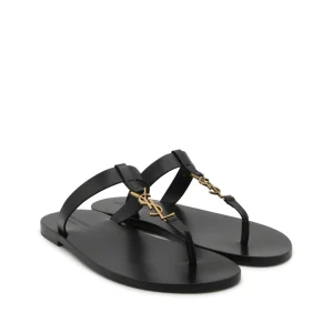 BLACK LEATHER FLAT