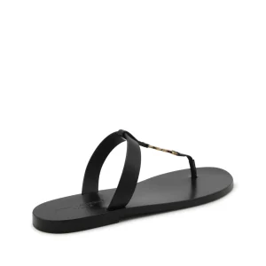 BLACK LEATHER FLAT