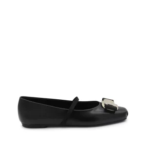BLACK LEATHER FLATS