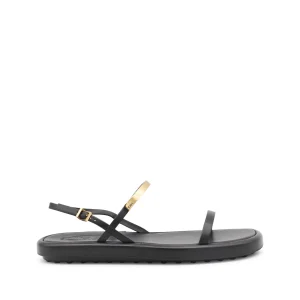 BLACK LEATHER FLATS