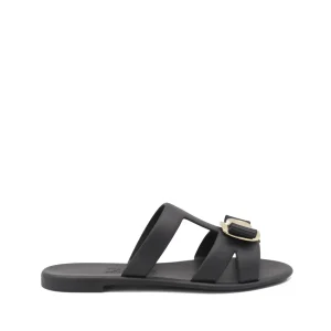 BLACK LEATHER FLATS