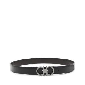 BLACK LEATHER GANCINI BELT