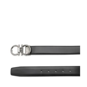 BLACK LEATHER GANCINI BELT