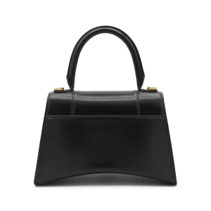 BLACK LEATHER HOURGLASS HANDLE BAG