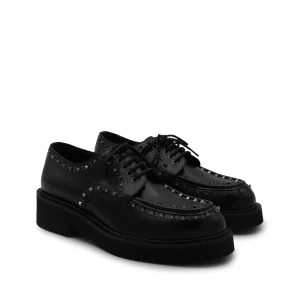 BLACK LEATHER LACE UP SHOES