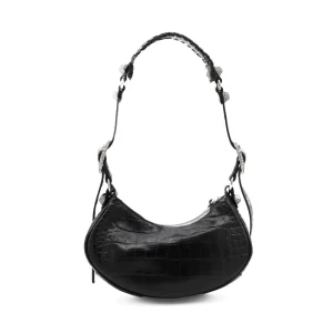 BLACK LEATHER LE CAGOLE XS SHOULDER BAG