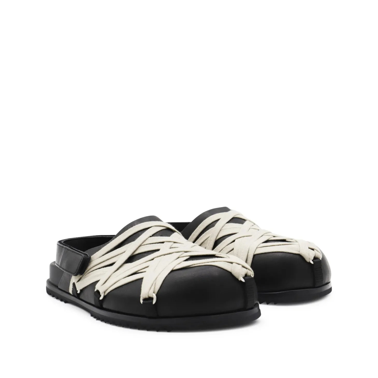 black_leather_megalaced_m_1.webp BLACK LEATHER MEGALACED MULE GRANOLA FLATS